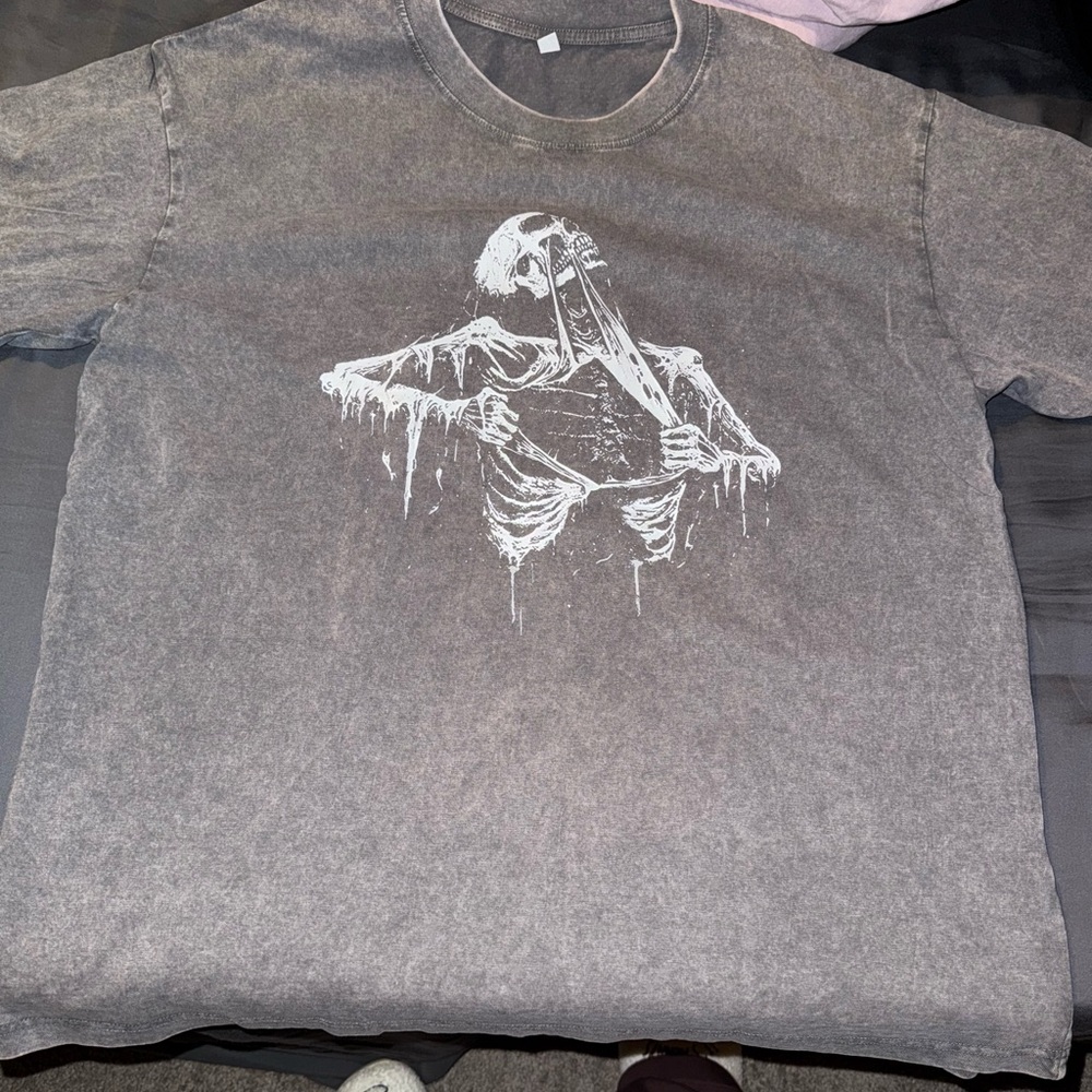 SHEIN Charcoal Skeleton Print Tee